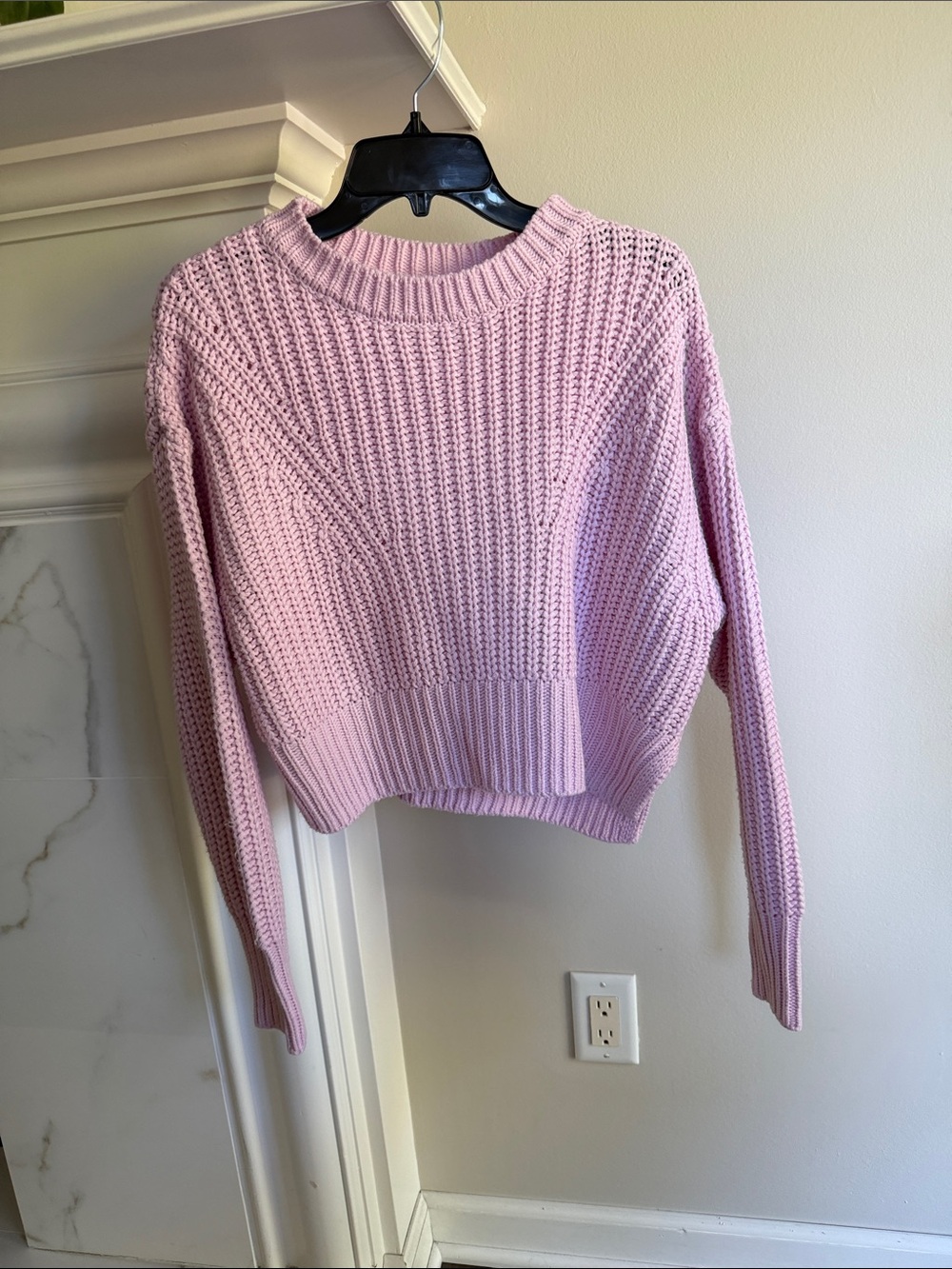 Jessica Simpson Pink Cropped Chunky Crewneck Sweater
